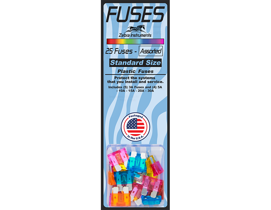 ZFPAS Fuses 25 Pack Standard Size Plastic, Assorted