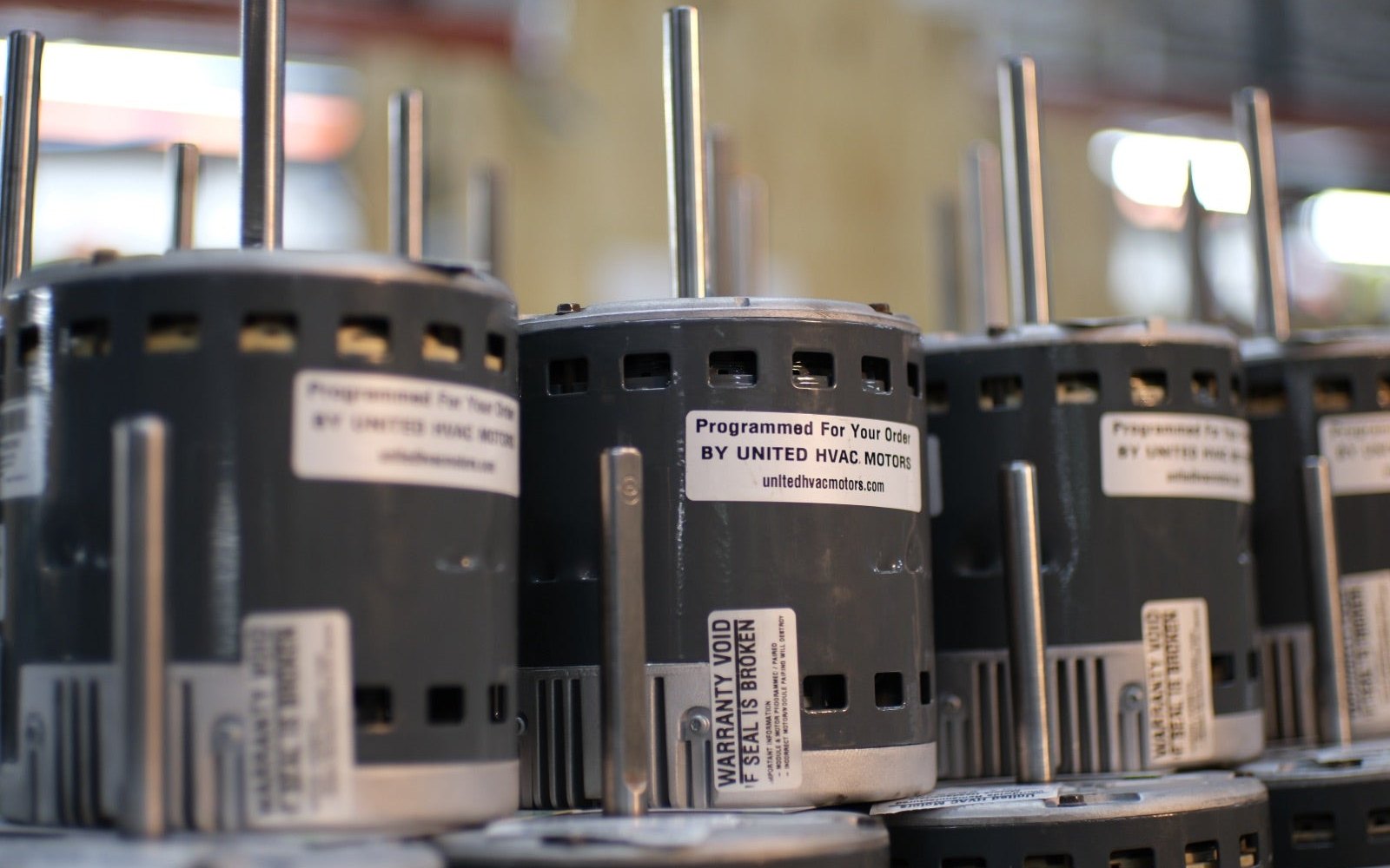 Remanufactured Genteq ECM blower motor at the United HVAC Motors shop in Tampa, Florida