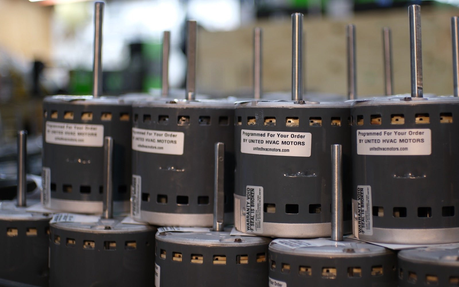 Remanufactured Genteq ECM blower motor at the United HVAC Motors shop in Tampa, Florida
