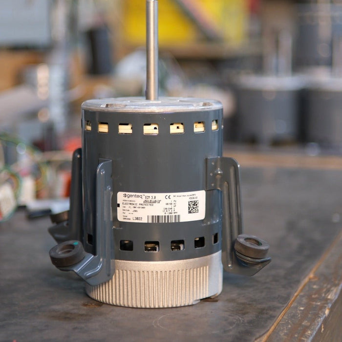 Remanufactured Genteq ECM blower motor at the United HVAC Motors shop in Tampa, Florida
