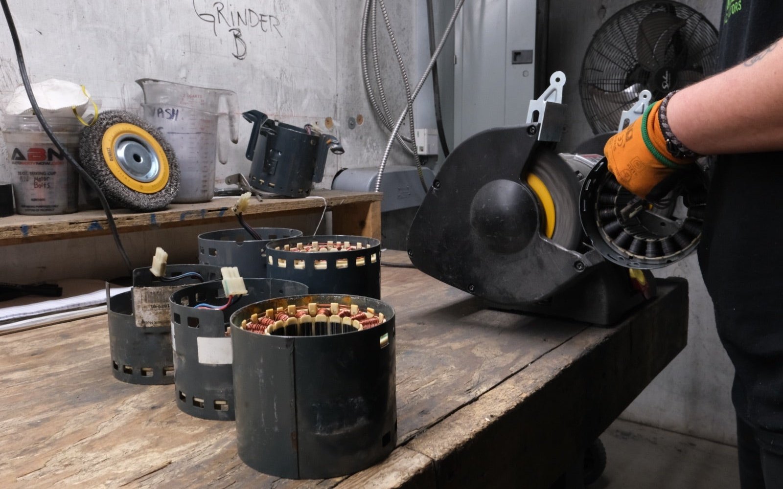 Remanufactured Genteq ECM blower motor at the United HVAC Motors shop in Tampa, Florida