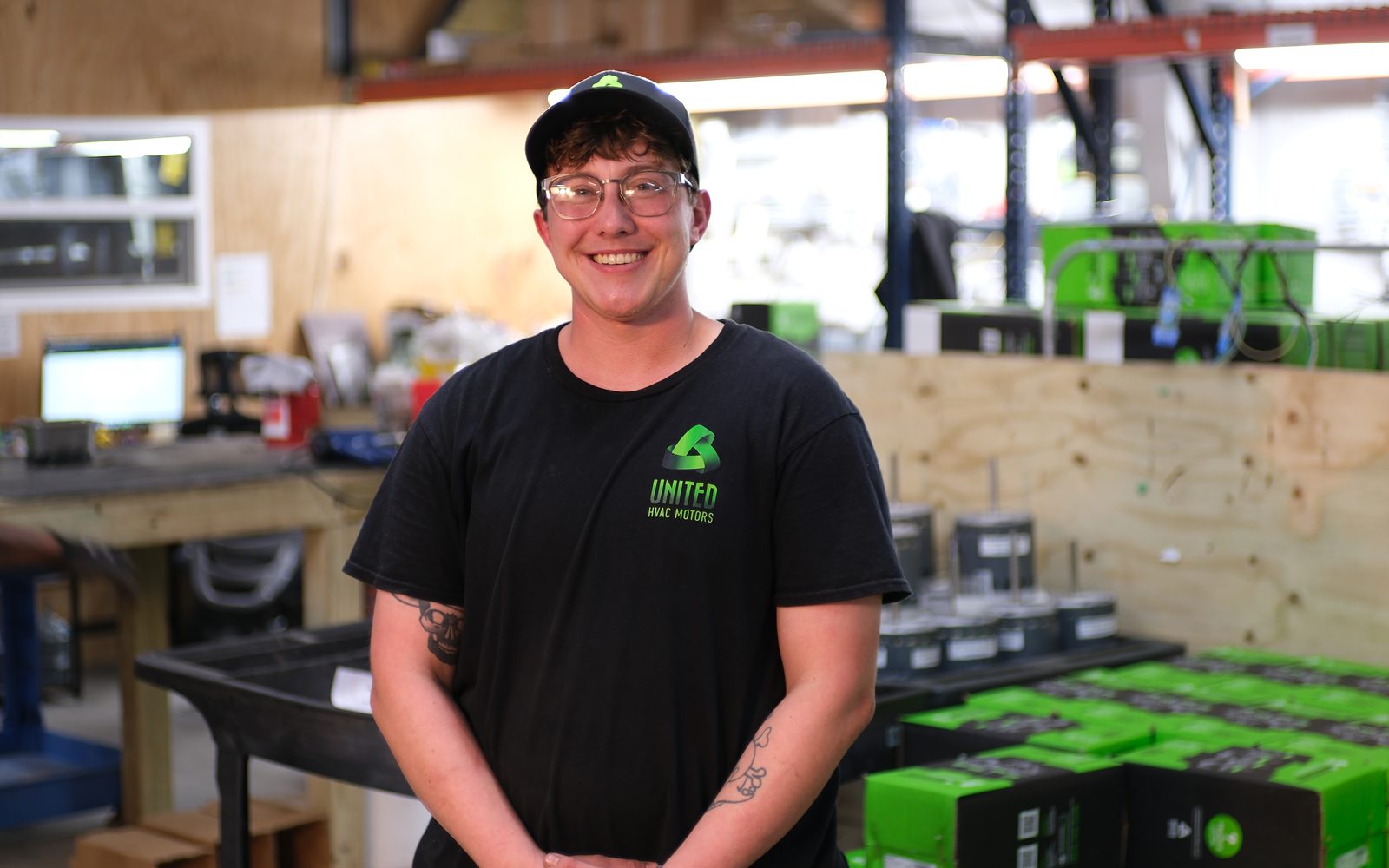 United HVAC Motors team member at the motor remanufacturing shop in Tampa, Florida