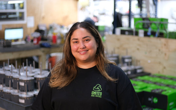 United HVAC Motors team member at the motor remanufacturing shop in Tampa, Florida