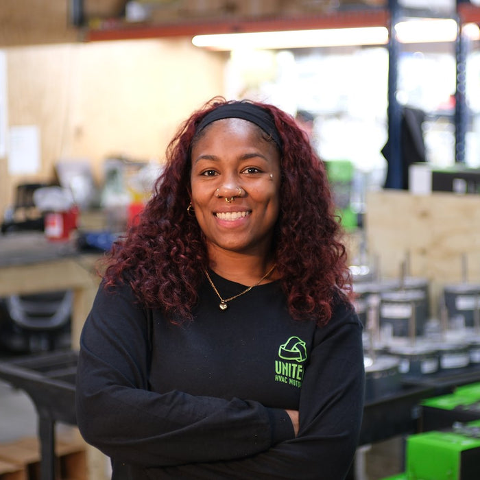 United HVAC Motors team member at the motor remanufacturing shop in Tampa, Florida