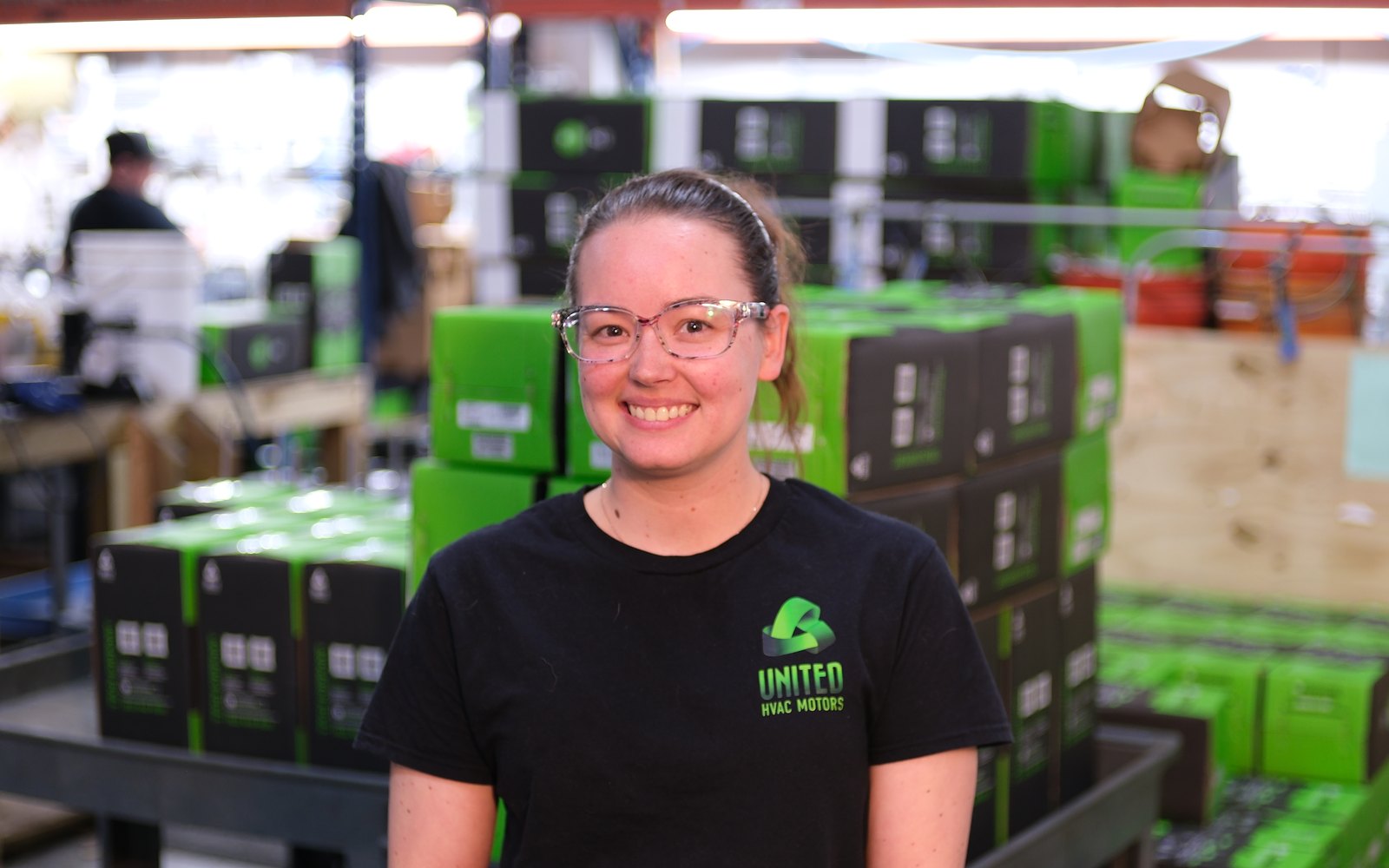 United HVAC Motors team member at the motor remanufacturing shop in Tampa, Florida