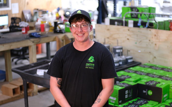 United HVAC Motors team member at the motor remanufacturing shop in Tampa, Florida
