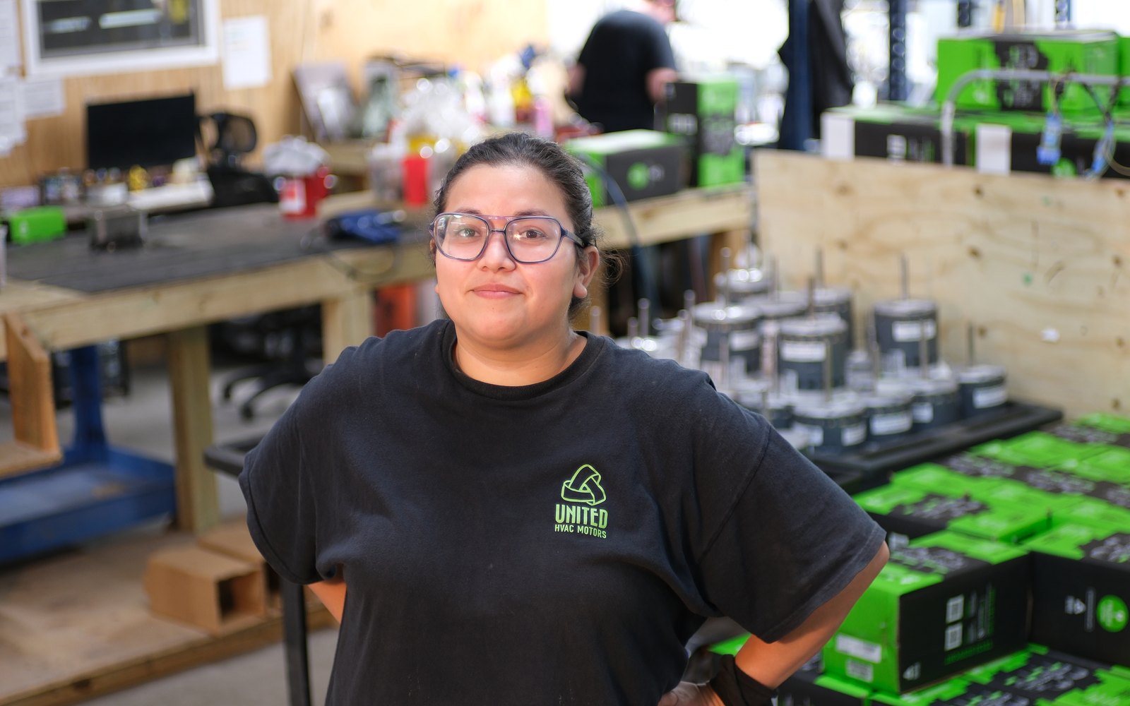 United HVAC Motors team member at the motor remanufacturing shop in Tampa, Florida