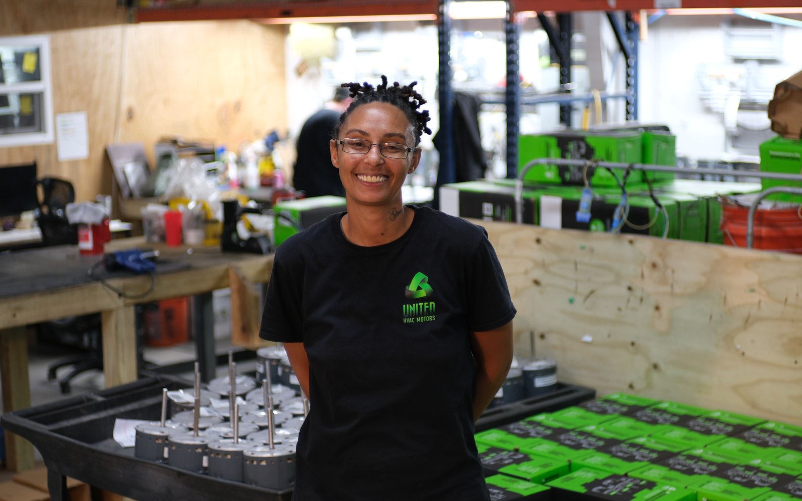 United HVAC Motors team member at the motor remanufacturing shop in Tampa, Florida
