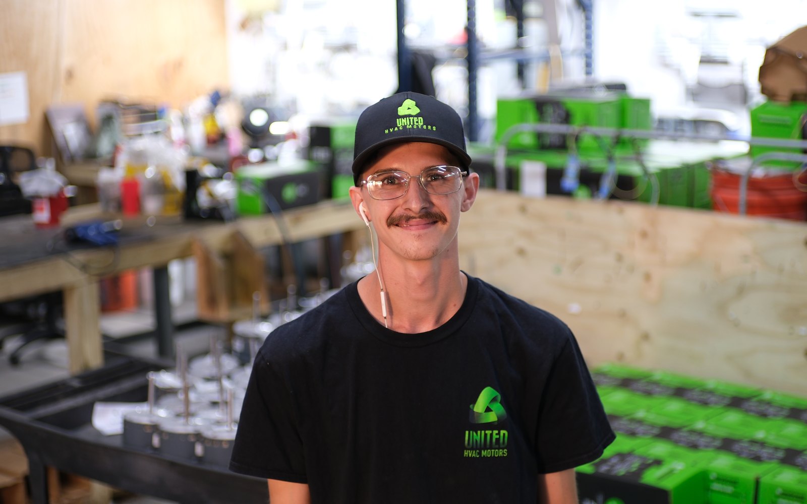 United HVAC Motors team member at the motor remanufacturing shop in Tampa, Florida