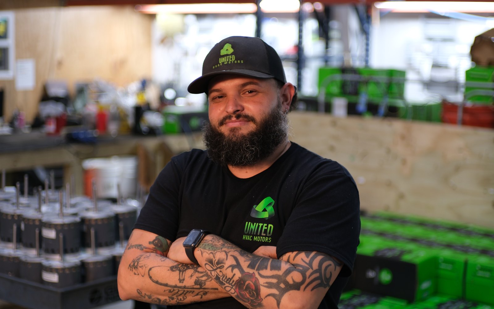 United HVAC Motors team member at the motor remanufacturing shop in Tampa, Florida