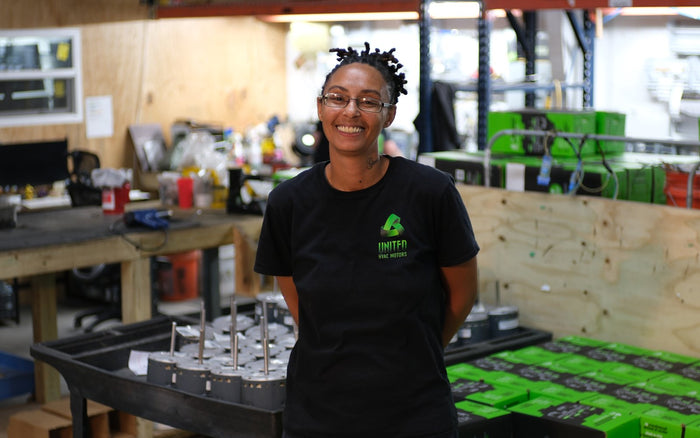 United HVAC Motors team member at the motor remanufacturing shop in Tampa, Florida