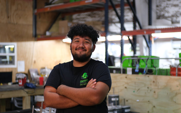United HVAC Motors team member at the motor remanufacturing shop in Tampa, Florida