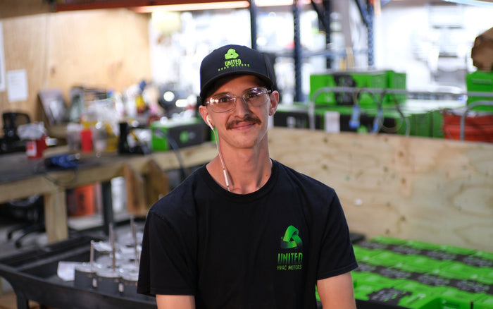 United HVAC Motors team member at the motor remanufacturing shop in Tampa, Florida