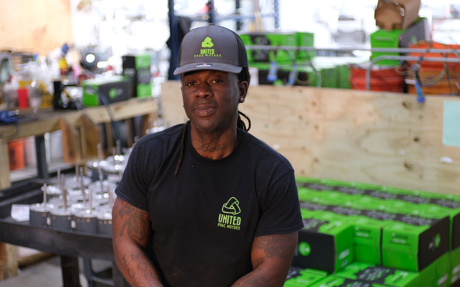 United HVAC Motors team member at the motor remanufacturing shop in Tampa, Florida