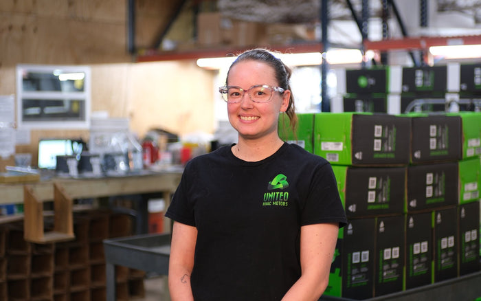 United HVAC Motors team member at the motor remanufacturing shop in Tampa, Florida