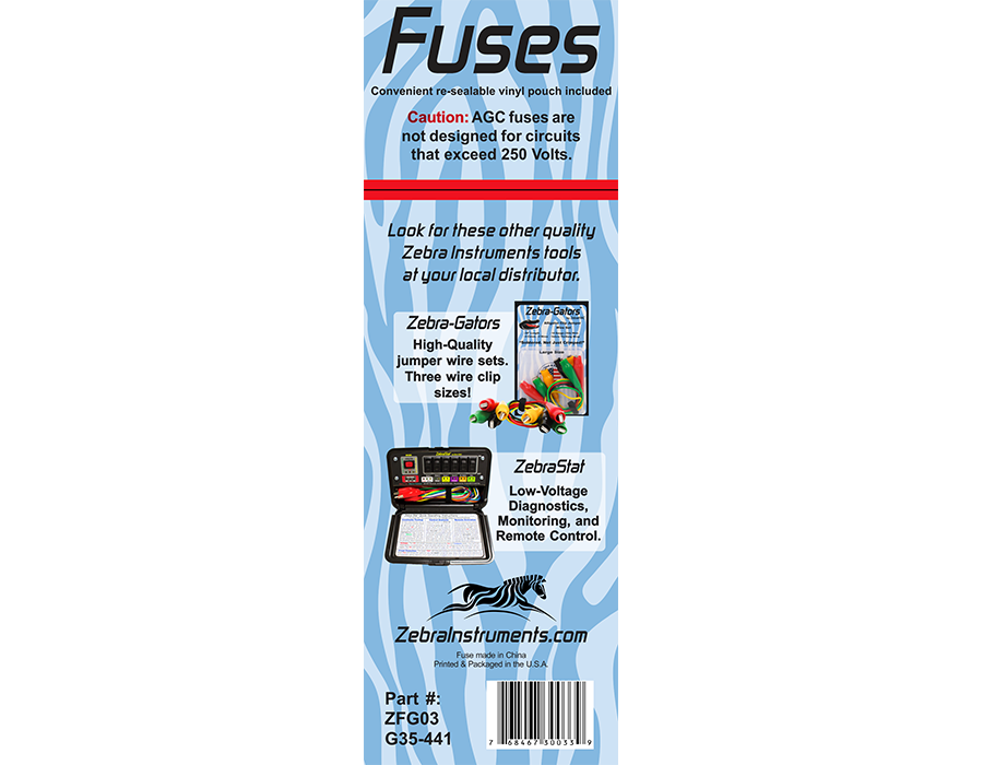 ZFG03 - Fuses - 25 Pack - Standard Size Glass, Fast-Acting, 3 Amp