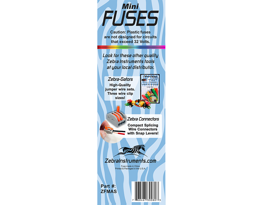 ZFMAS - Fuses - 25 Pack - Mini Size Plastic, Assorted