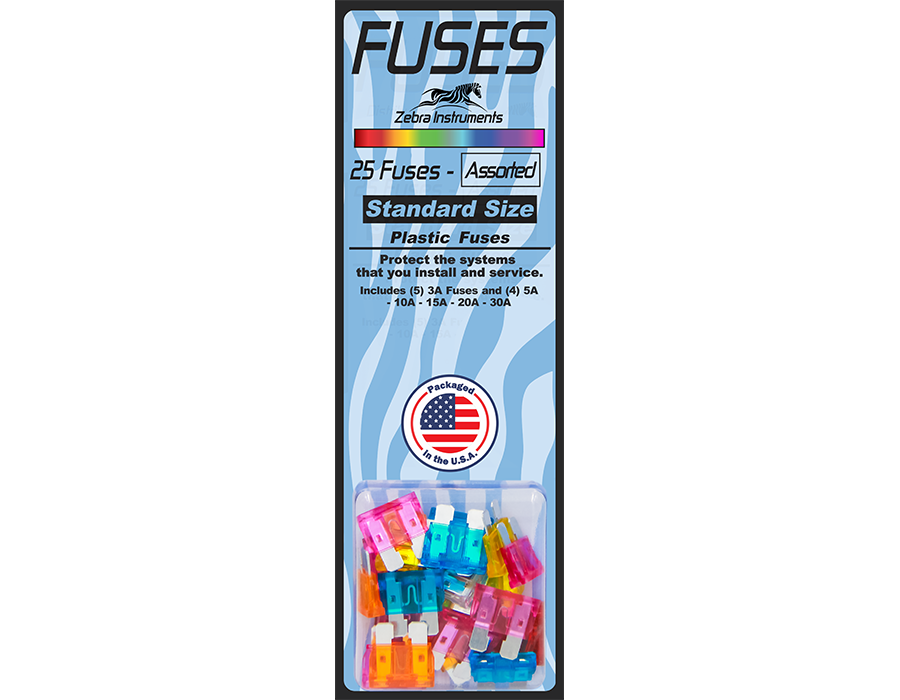 ZFPAS - Fuses - 25 Pack - Standard Size Plastic, Assorted